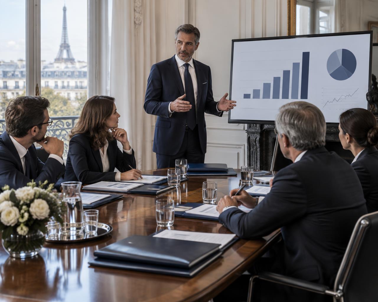 Cadre opérationnel présentant les indicateurs de performance à son équipe
