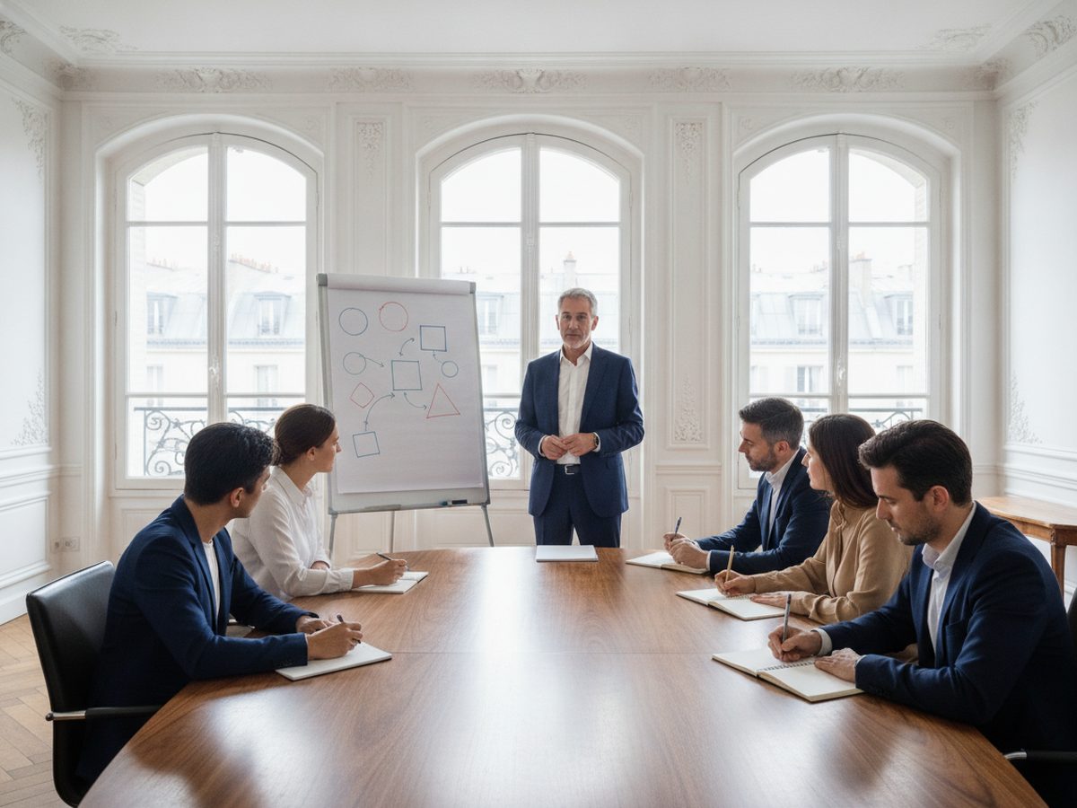 Atelier de formation des managers autour d’un paperboard